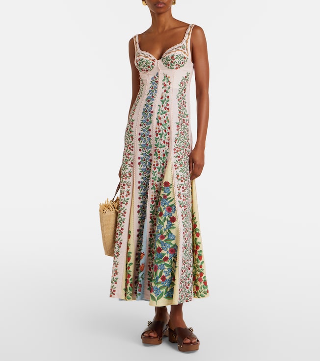 FARM Rio Fruit Beauty Scarf floral linen-blend maxi dress