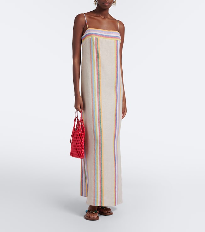 Staud Laura striped linen maxi dress