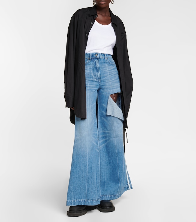 PETER DO Distressed high-rise wide-leg jeans