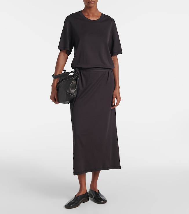 Lemaire Belted cotton jersey midi dress