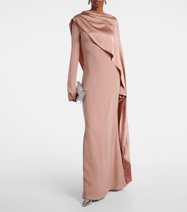 Taller Marmo Mounia caped crêpe cady gown