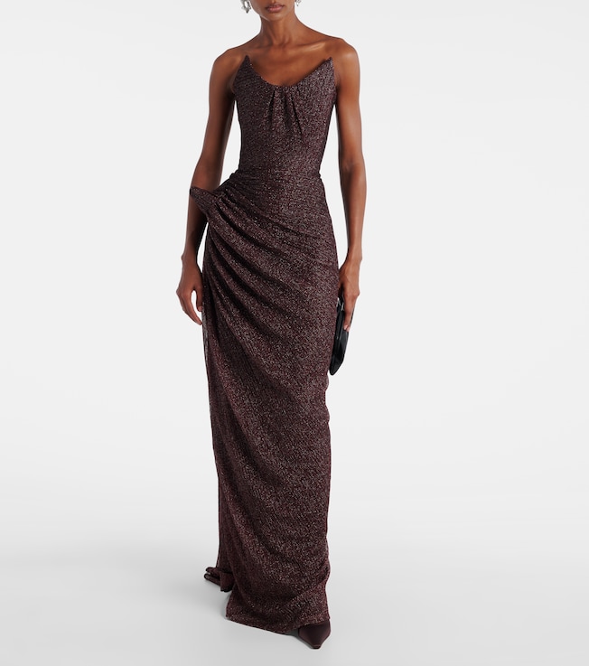 Maticevski Lexicon draped gathered lamé gown