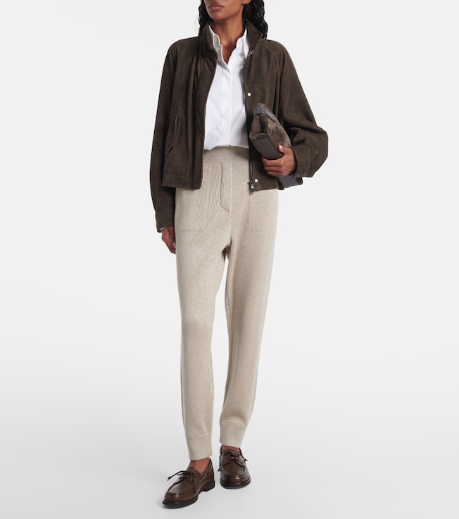 Brunello Cucinelli Ribbed-knit cashmere-blend tapered pants