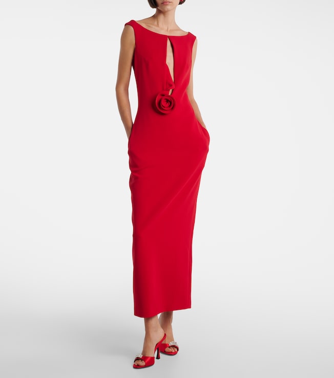 Magda Butrym Floral-appliqué wool-blend gown