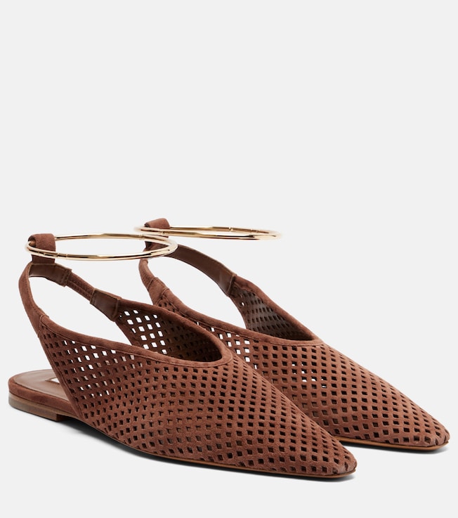 Jil Sander Perforated suede slingback flats