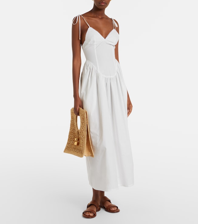 Bananhot Paloma lace-trimmed cotton poplin maxi dress