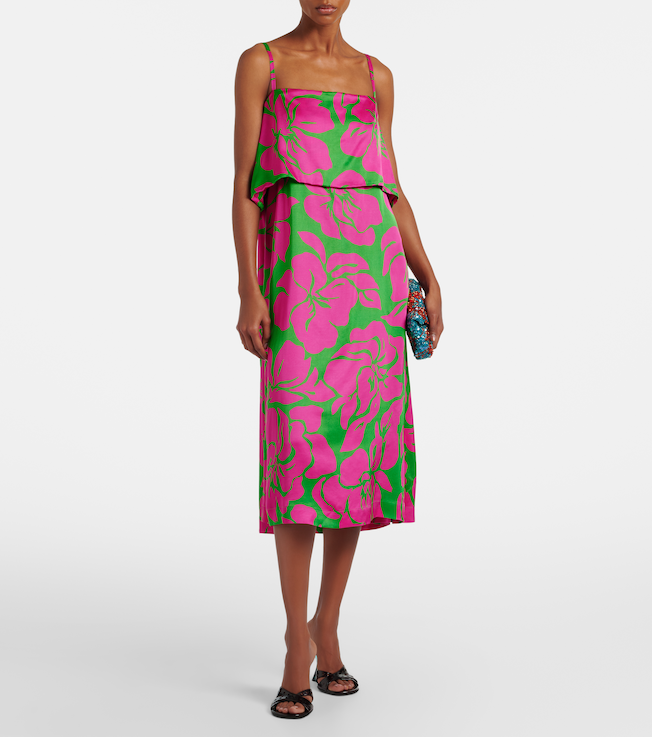 Dries Van Noten Floral satin midi dress