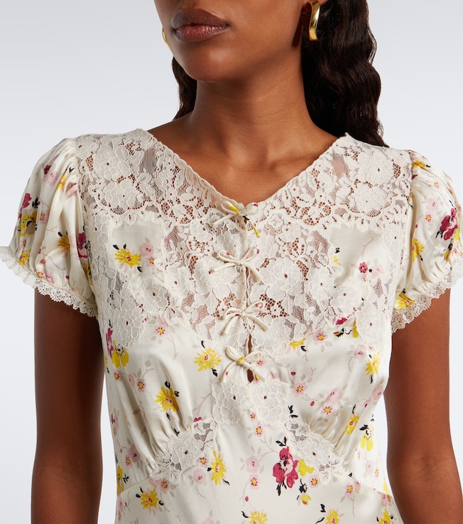 Dôen Dôen Elisaria floral lace-trimmed silk minidress