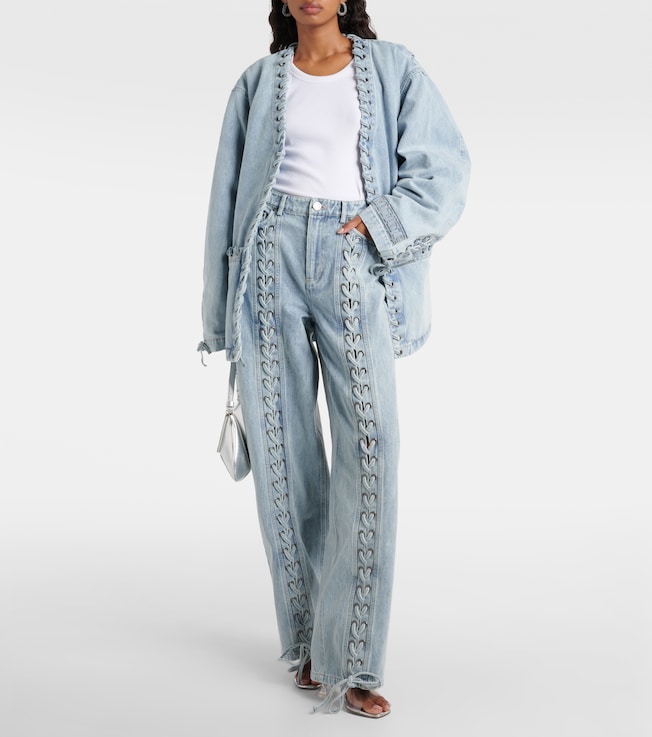 Rotate Lace-detail straight jeans