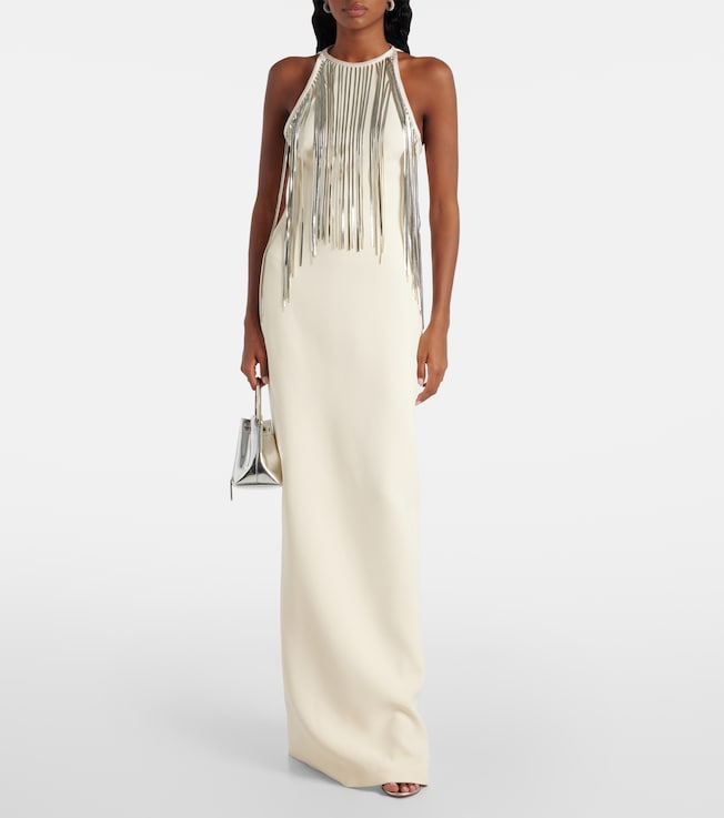 David Koma Chain-trimmed crêpe gown