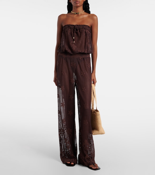 Melissa Odabash Viv off-shoulder cotton-blend jumpsuit