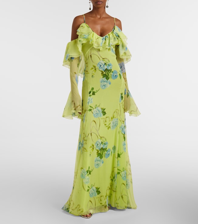 Blumarine Floral silk crêpe gown
