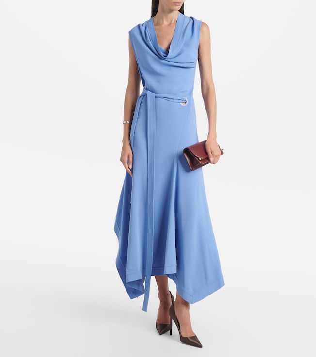 Ferragamo Gancini draped asymmetric cady maxi dress