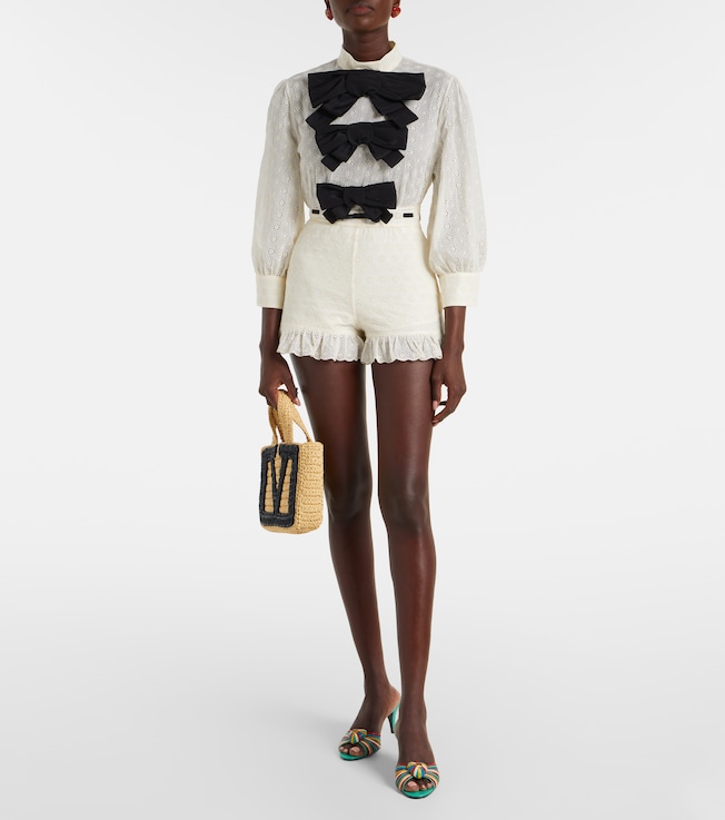 Valentino Mossi bow-detail cotton top