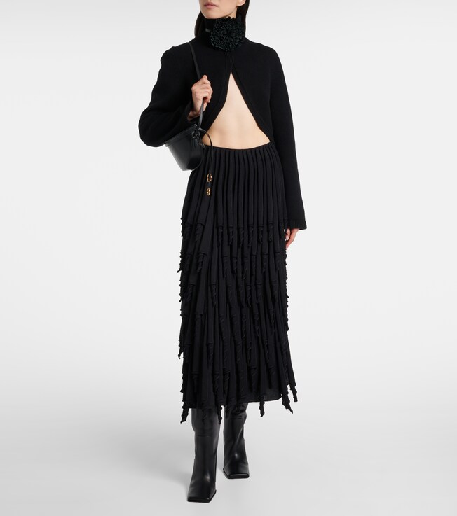 Alaïa Tiered wool and silk maxi skirt