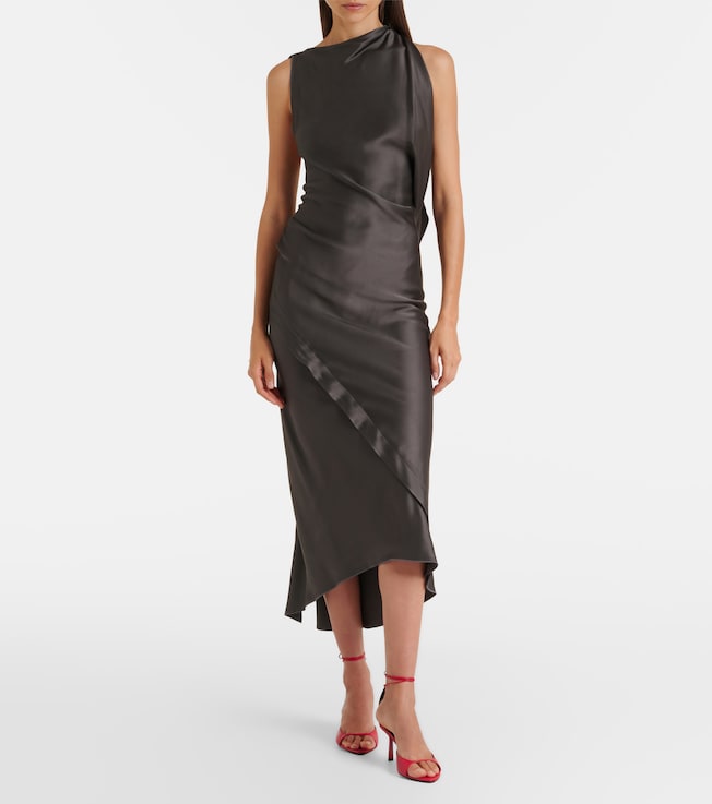 Victoria Beckham Kyra draped crêpe satin midi dress