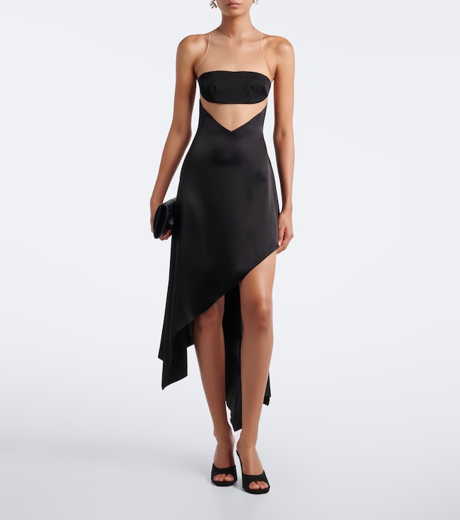 David Koma Asymmetric mesh-paneled midi dress