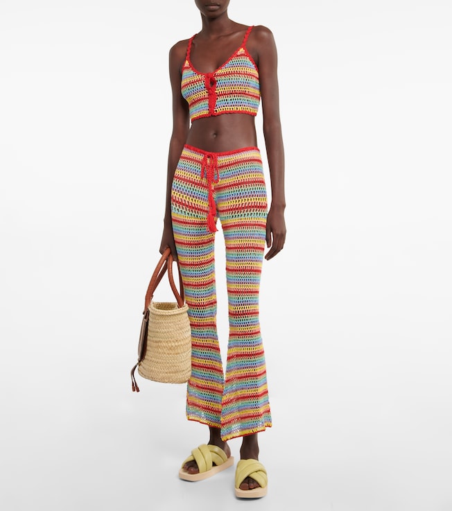 Anna Kosturova Striped crochet crop top