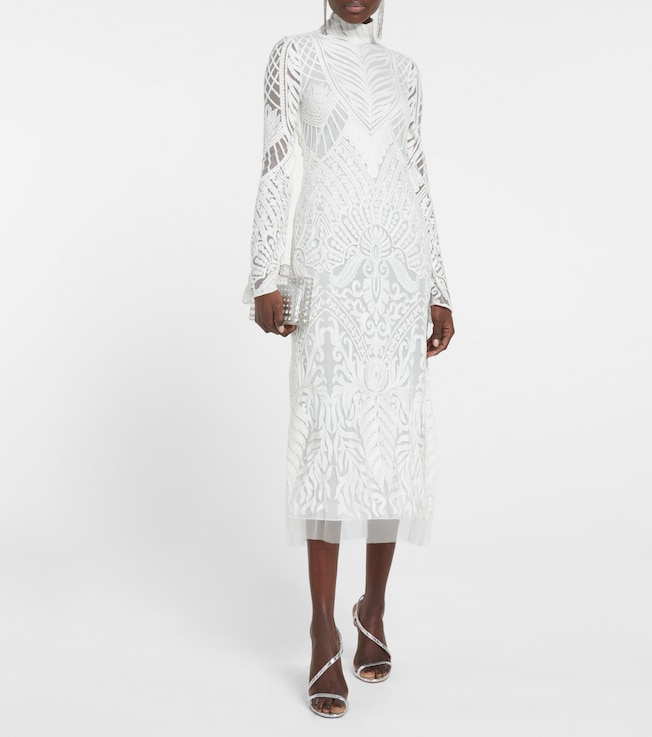 Galvan Bridal Borghese backless lace midi dress