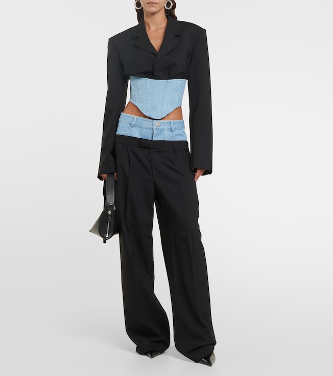 Dion Lee Wool and denim bustier blazer