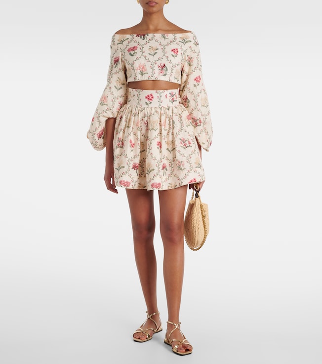 Agua by Agua Bendita Floral linen miniskirt