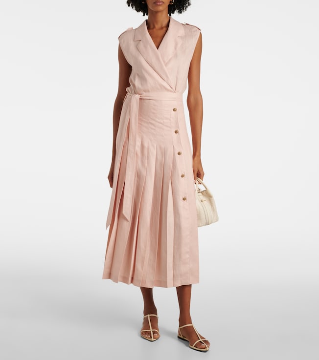 Loro Piana Bryce pleated linen midi dress