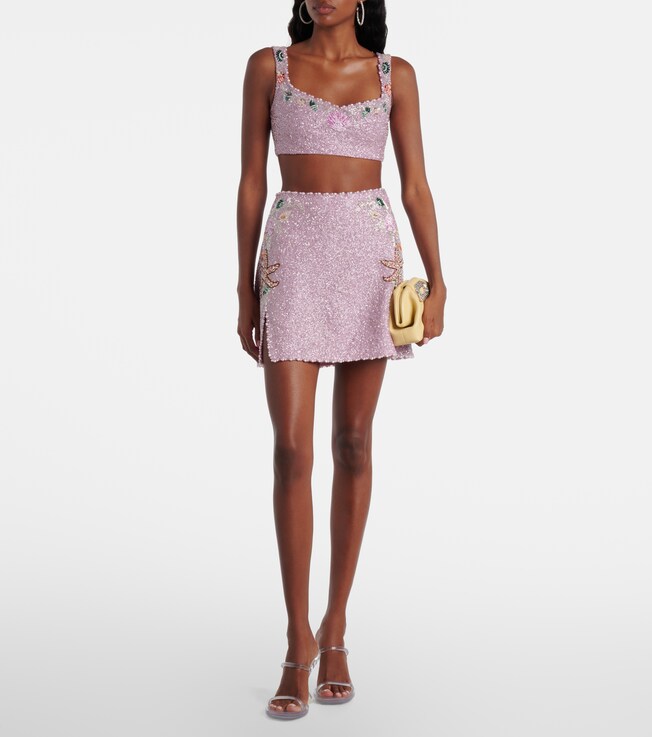 Clio Peppiatt Marina embellished crop top