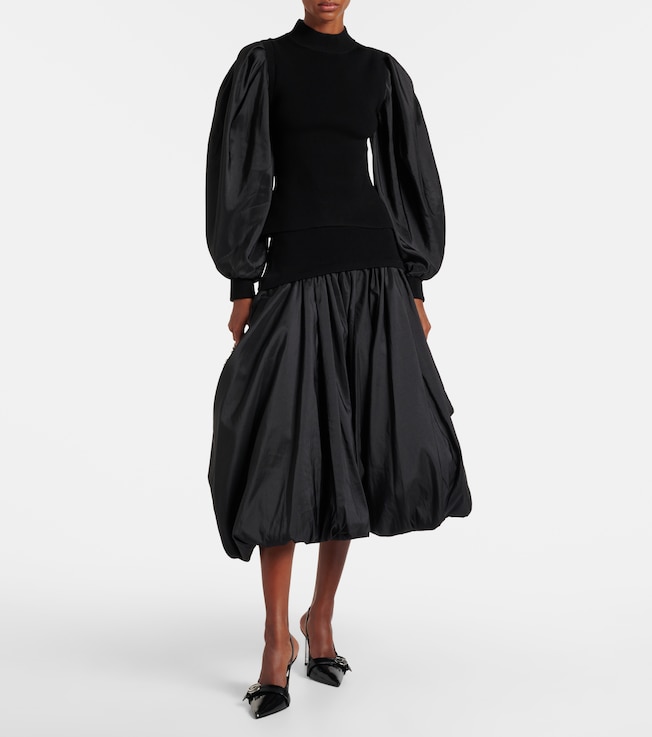 SIMKHAI Jackie taffeta-trimmed knitted top