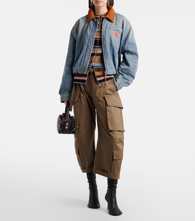 Acne Studios Okra suede-trimmed denim blouson jacket