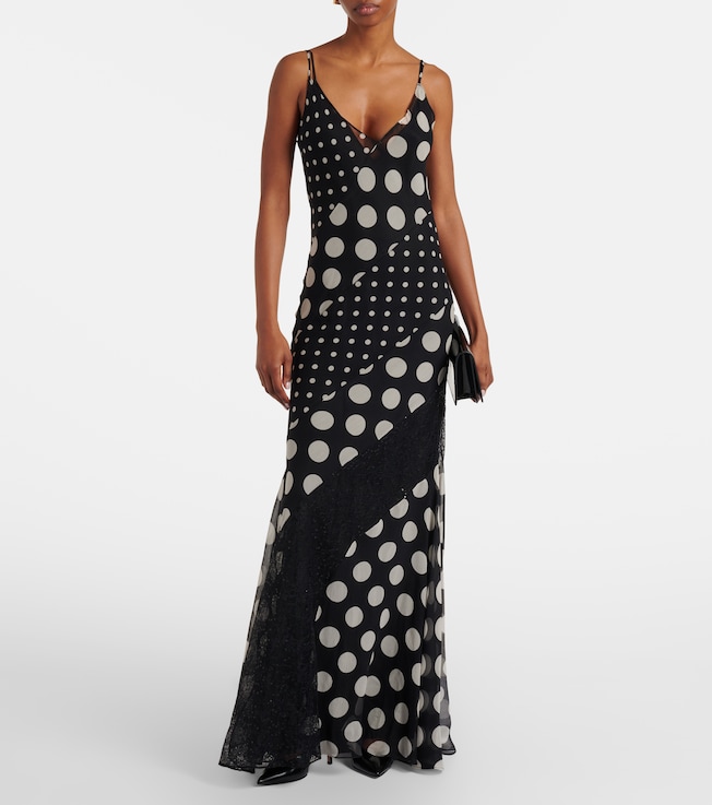 Nina Ricci Polka-dot silk maxi dress