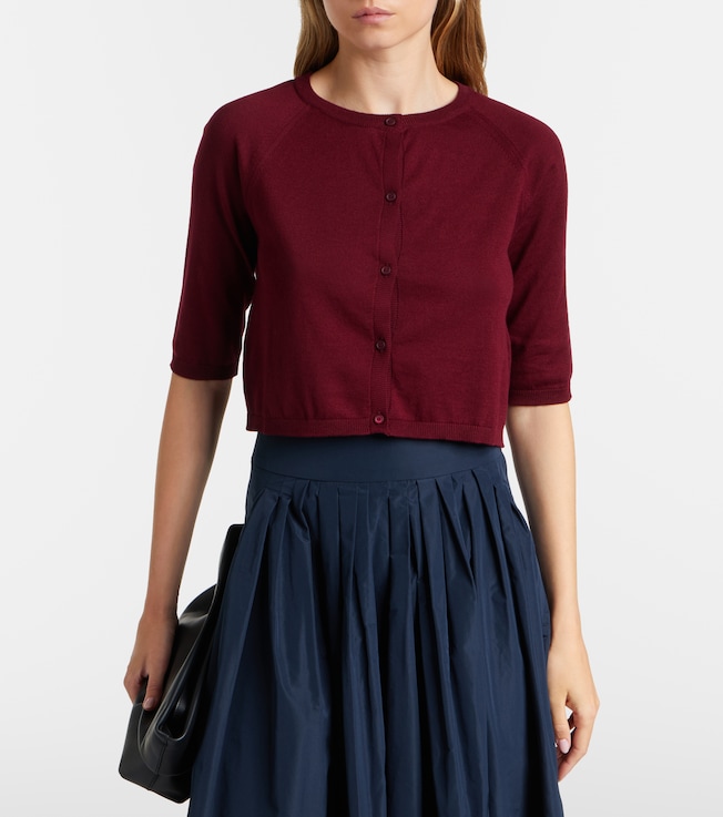 S Max Mara Cropped cotton, silk, and cashmere cardigan