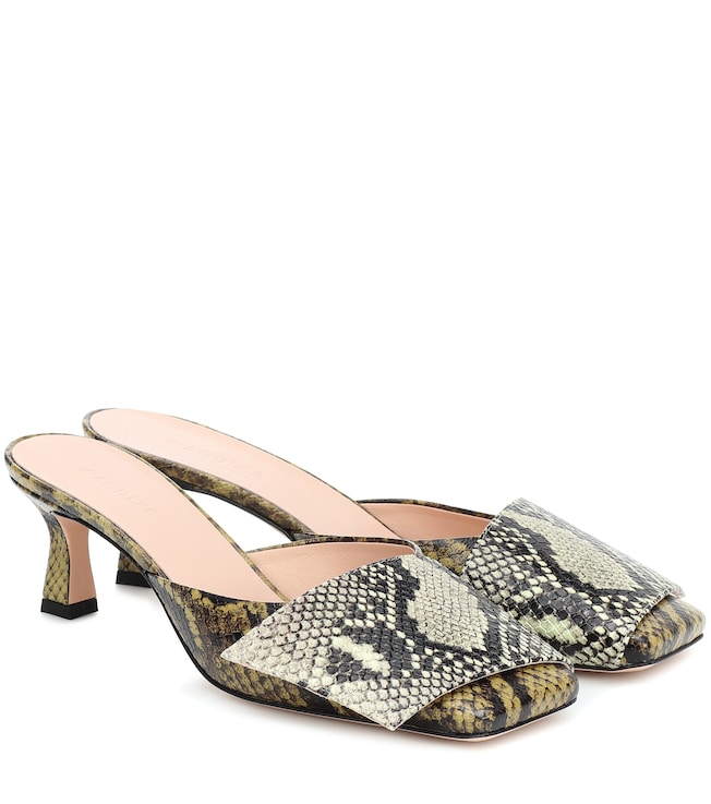 WANDLER Isa snake-effect leather mules