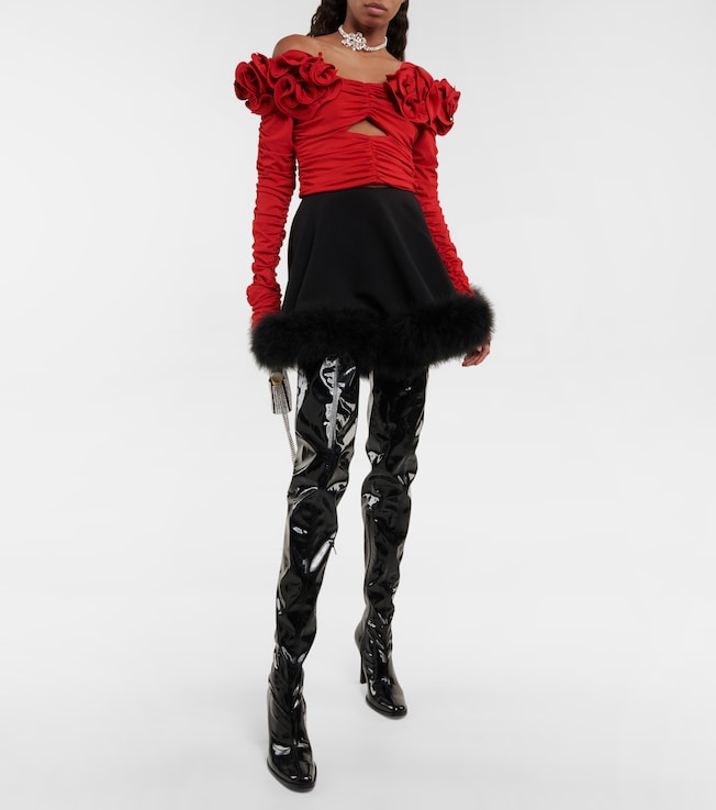 Magda Butrym Feather-trimmed miniskirt