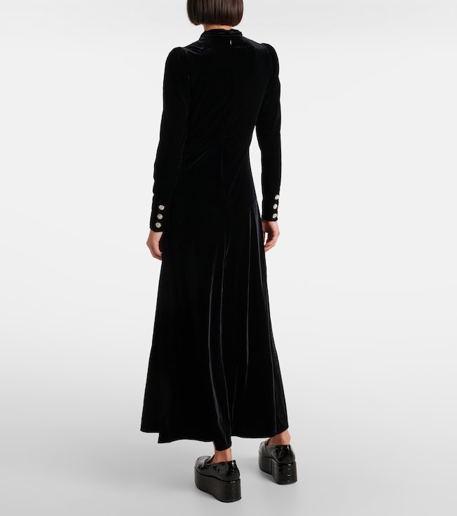 GANNI Ganni Cutout velvet midi dress