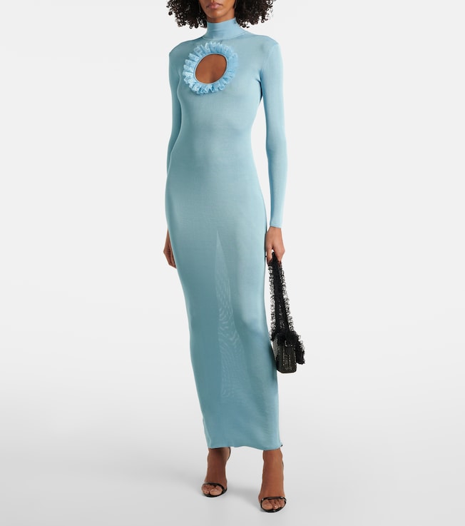 self-portrait x christopher kane lace satin long sleeve maxi dress self-portrait x Christopher Kane Long Sleeve Maxi Dress in White