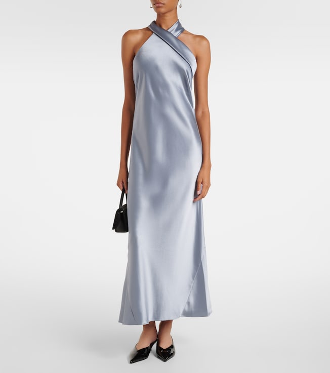Galvan Cropped Pandora satin midi dress