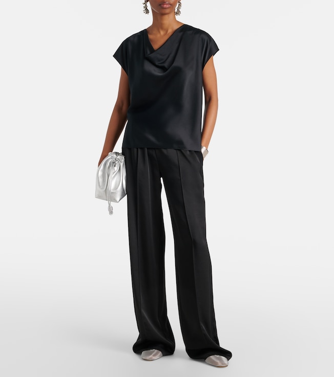 Vince Draped silk satin top