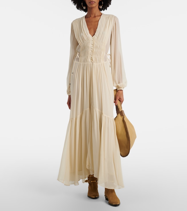Marant Étoile Briane gathered muslin maxi dress
