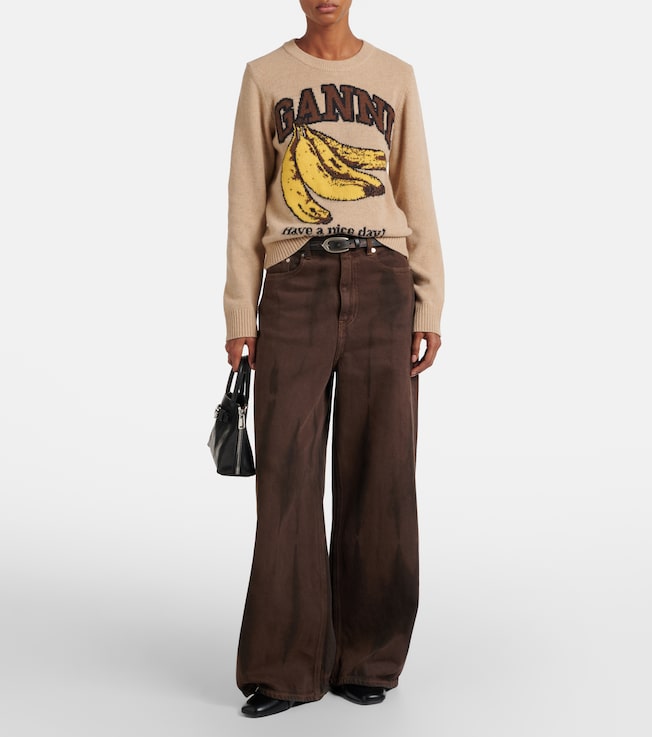 GANNI Logo intarsia sweater