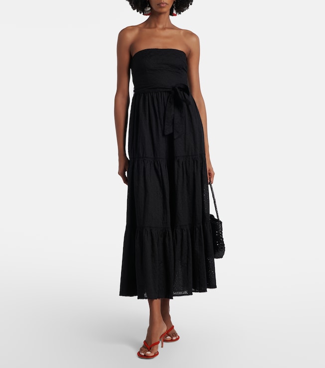Poupette St Barth Thelma strapless cotton maxi dress