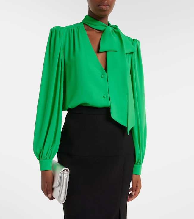 Valentino Tie-neck silk georgette blouse