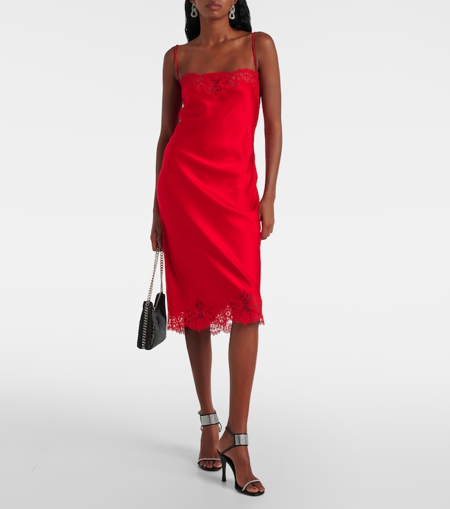Stella McCartney Lace-trimmed satin slip dress