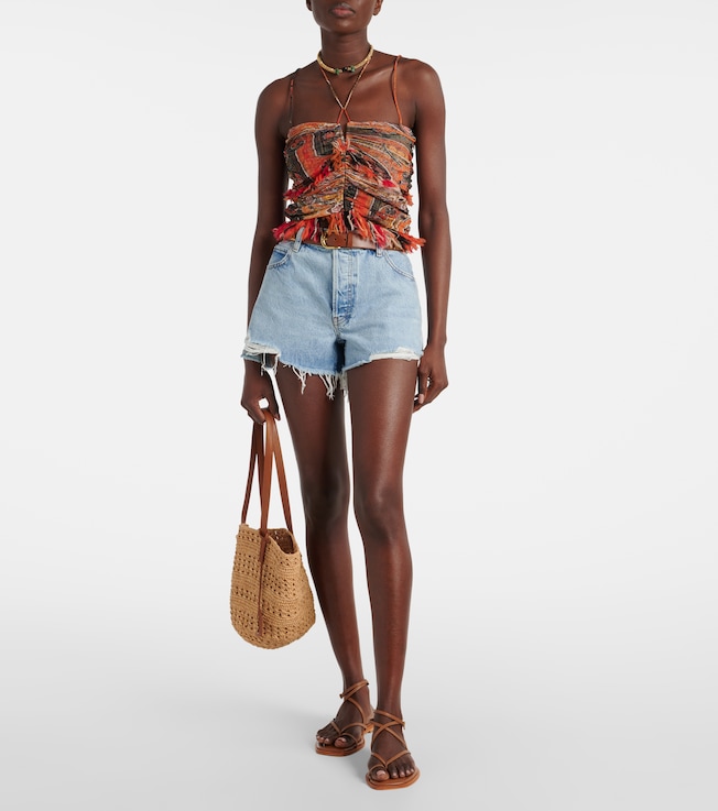 FRAME The Hang mid-rise denim shorts