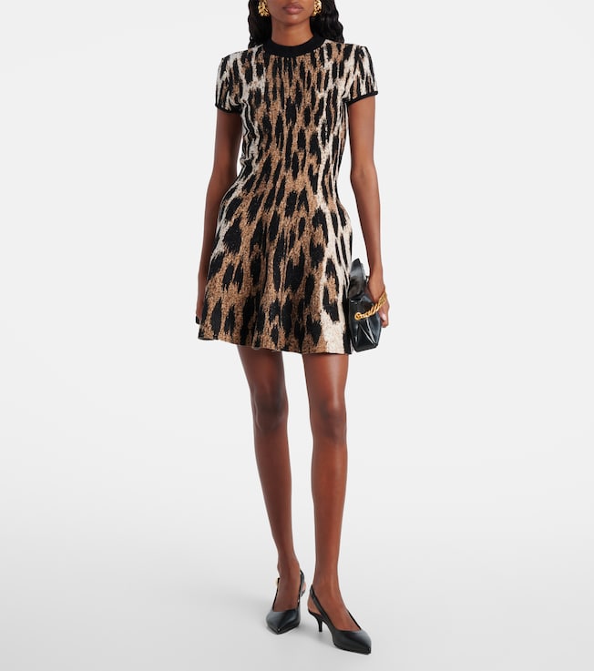Balmain Leopard-print jacquard minidress