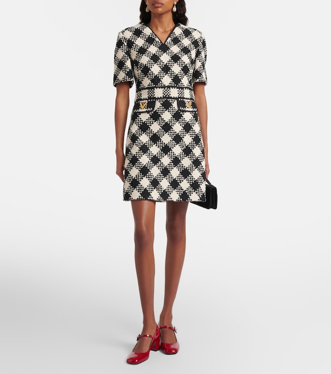 Valentino VGold checked tweed minidress