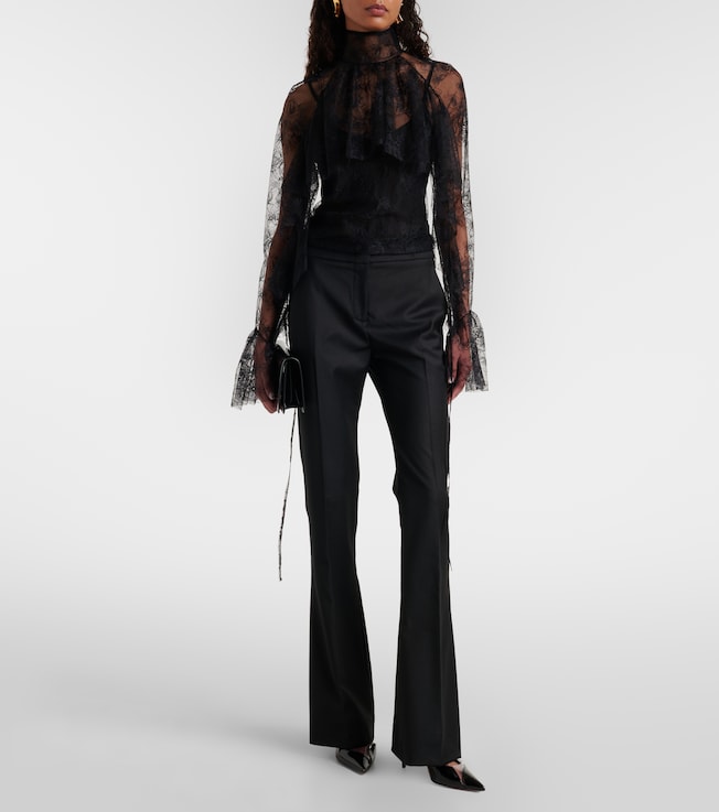 Blumarine Ruffled sheer lace blouse