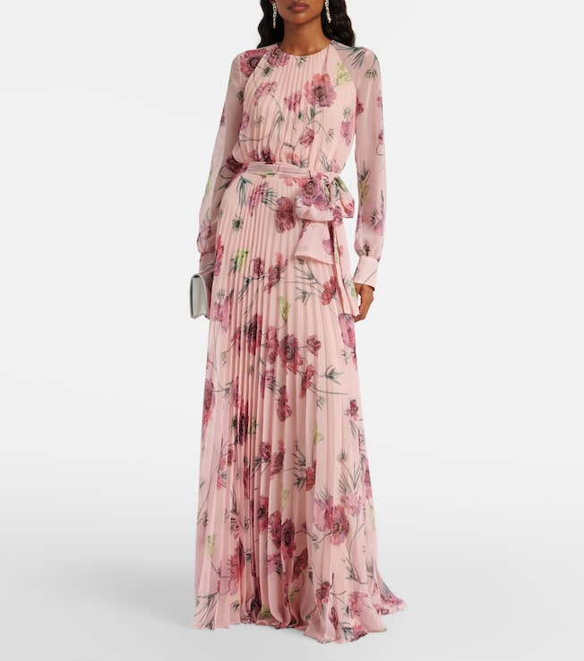 Erdem Floral pleated voile gown