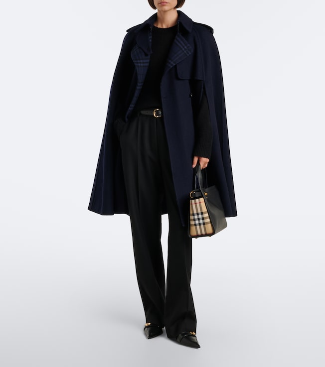 Burberry Burberry Check belted wool cape