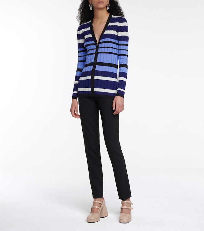 Marni Striped ribbed-knit wool cardigan
