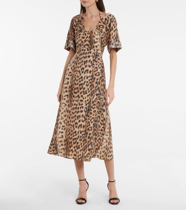 Victoria Beckham Leopard-print midi dress